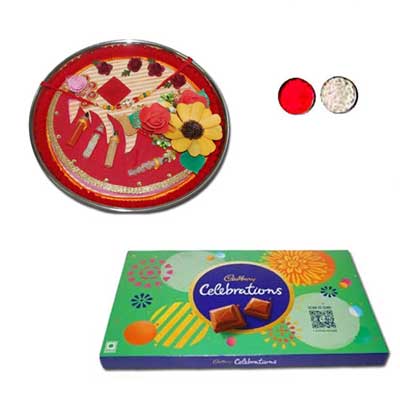 "Rakhi with Pooja Thali - code PT05 - Click here to View more details about this Product